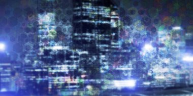 Kavramsal arka plan görüntüsü ile gece city scape