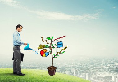 yatırım sunan iş adamı