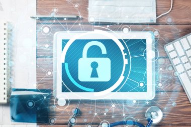 Beyaz tablet pc ve erişim güvenlik c