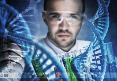 Yakışıklı bilim adamı araştırma yapma