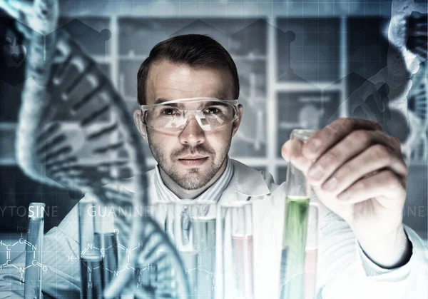 Handsome scientist making research — Stock Photo, Image