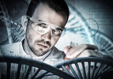 Yakışıklı bilim adamı araştırma yapma