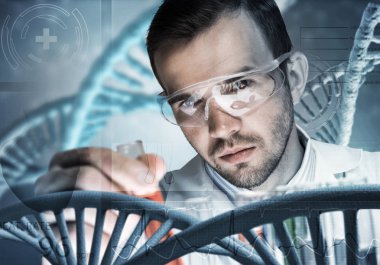 Yakışıklı bilim adamı araştırma yapma