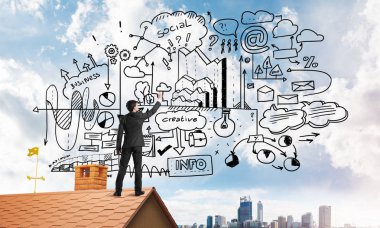 adam iş başarı çizimi