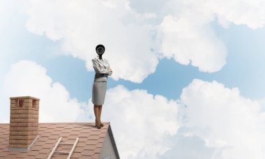 Ben zoom kamera ile meçhul iş kadını