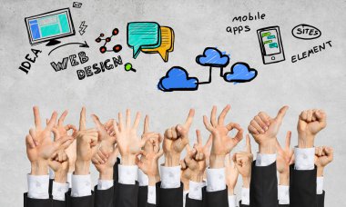 farklı hareketleri gösterilen iş adamları