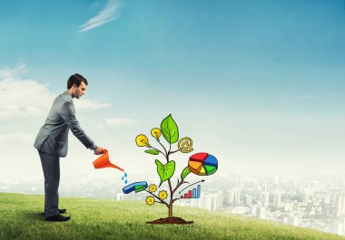 yatırım sunan iş adamı