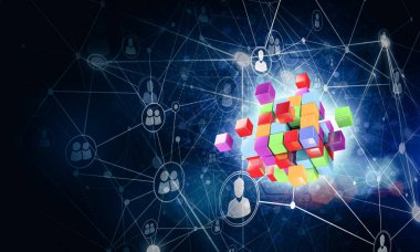 küp şekil ve sosyal bağlantı çizgileri