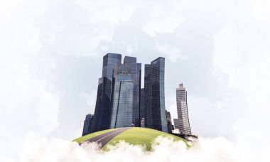 Binalar ile modern cityscape