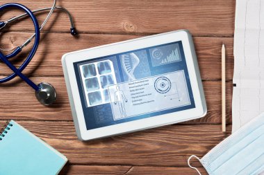 Beyaz tablet pc ve doktor araçları 