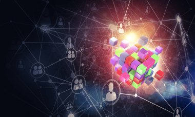 küp şekil ve sosyal bağlantı çizgileri