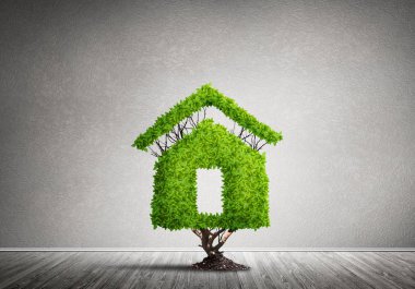 Ev yeşil ağaç şeklinde 