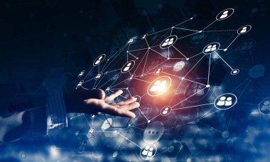 Sosyal bağlantı çizgileri koyu zemin üzerinde