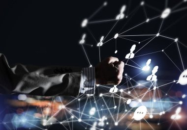 Sosyal bağlantı çizgileri koyu zemin üzerinde