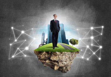 Yeşil Adası üzerinde zarif işadamı 