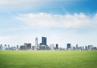  Yeşil bahar alan ile modern cityscape 