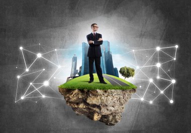 Yeşil Adası üzerinde zarif işadamı 