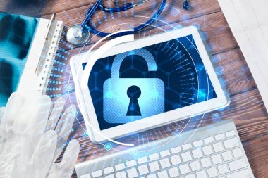 Beyaz tablet pc ve erişim güvenlik kavramı o