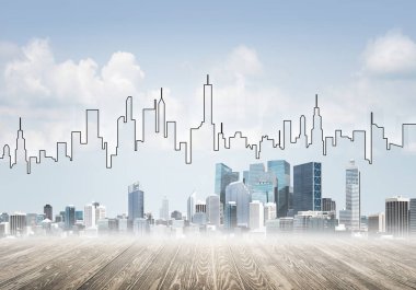 Arka plan resmi şehir merkezi ile 