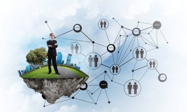 Yeşil Adası üzerinde zarif işadamı 