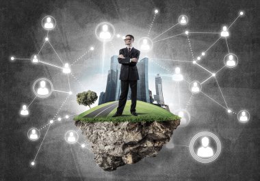 Yeşil Adası üzerinde zarif işadamı 