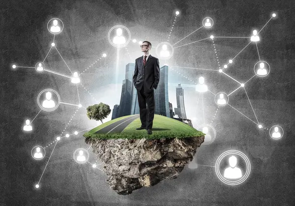 Yeşil Adası üzerinde zarif işadamı 