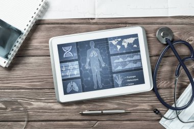 Beyaz tablet pc ve doktor araçları 