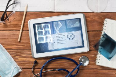 Beyaz tablet pc ve doktor araçları 