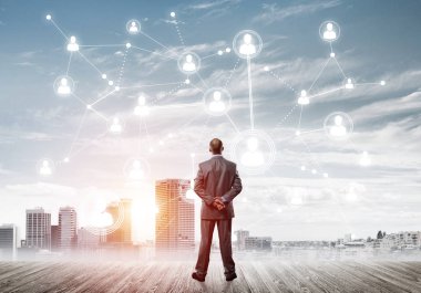 işadamı modern cityscape arıyorsunuz