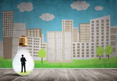 Ampulün içindeki iş adamı 