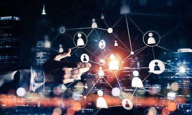 Sosyal bağlantı çizgileri koyu zemin üzerinde