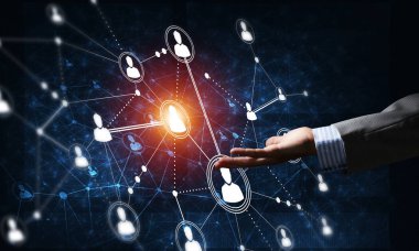 Sosyal bağlantı çizgileri koyu zemin üzerinde