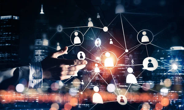 Sosyal bağlantı çizgileri koyu zemin üzerinde