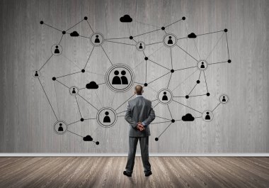 iş adamı duvara çizilen ile seyir