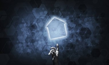 Parmak parlayan simgesiyle dokunmadan adamın elini 