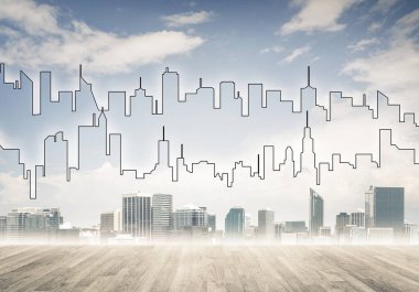 odern cityscape kule ve gökdelen ile