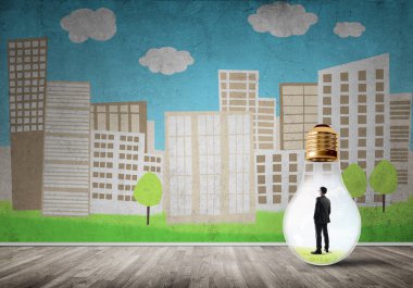 Ampulün içindeki iş adamı 