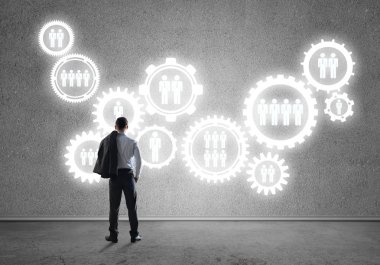 iş adamı duvara çizilen ile seyir