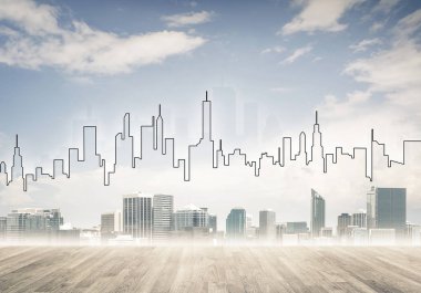 odern cityscape kule ve gökdelen ile