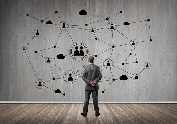 iş adamı duvara çizilen ile seyir