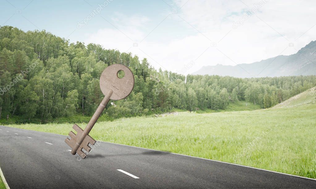 Conceptual background image of concrete key sign 