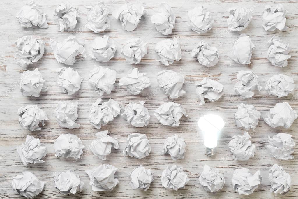 balls of crumpled paper 