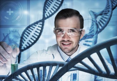 Reaktifler karıştırma genç bilim adamı