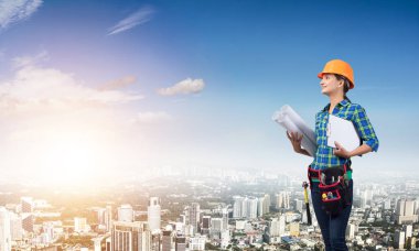 Blueprint kadınla mühendisi 