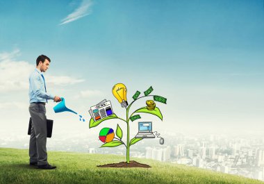 yatırım sunan iş adamı