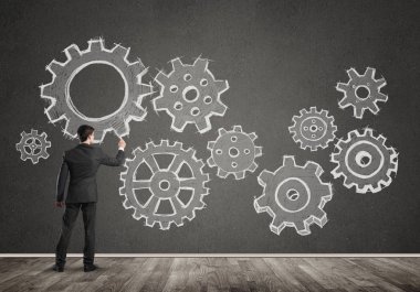 Takım çalışması iş çizim kavramı 