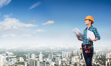 Blueprint kadınla mühendisi 