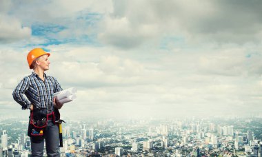 Blueprint kadınla mühendisi 