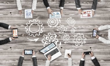 İş adamları, üstten görünüm  