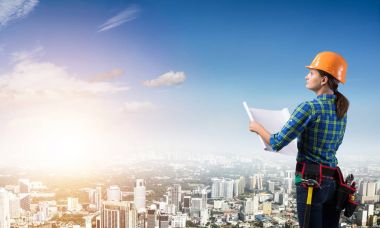 Blueprint kadınla mühendisi 